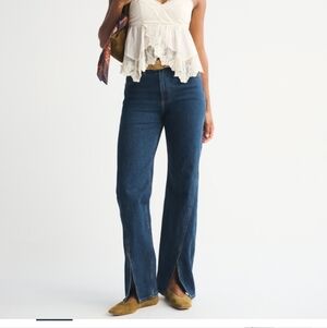 Abercrombie and Fitch Curve Love High Rise 90's Relaxed Split Vent Hem Jean Tall